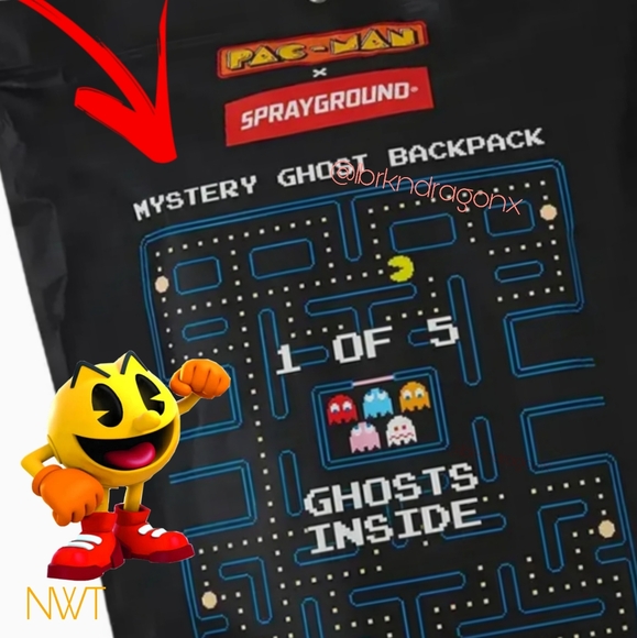PAC-MAN Mystery Ghost Backpack Sprayground Pinky Inky Blinky Clyde Glow in Dark - Picture 2 of 14